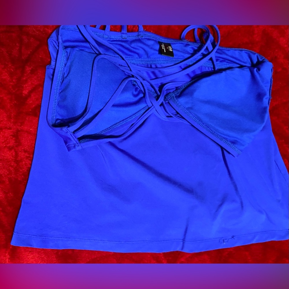 CLOSET CLEAN OUT Like New Medium Ana Tankini Top Beautiful Blue Padding Slimming - Picture 12 of 14